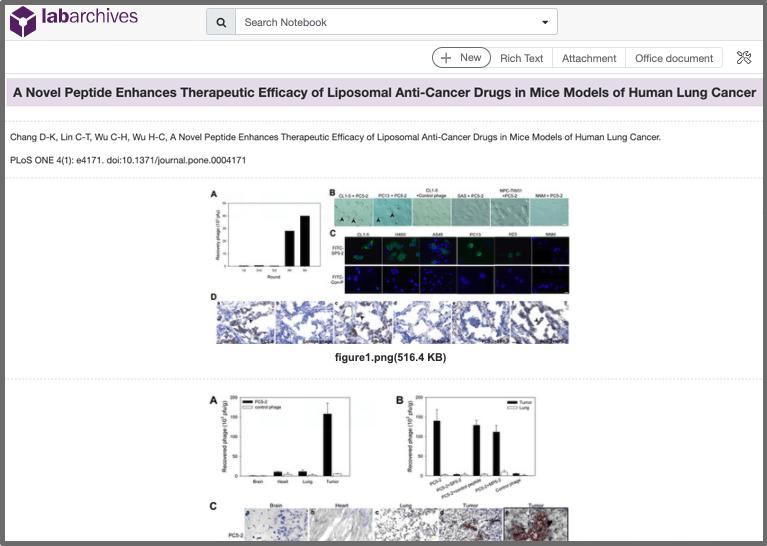 screenshot of ELN for Research